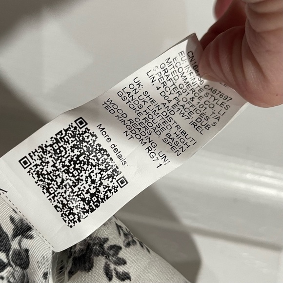 SHEIN black and white floral dress, elastic waist, woman's M - Picture 7 of 7